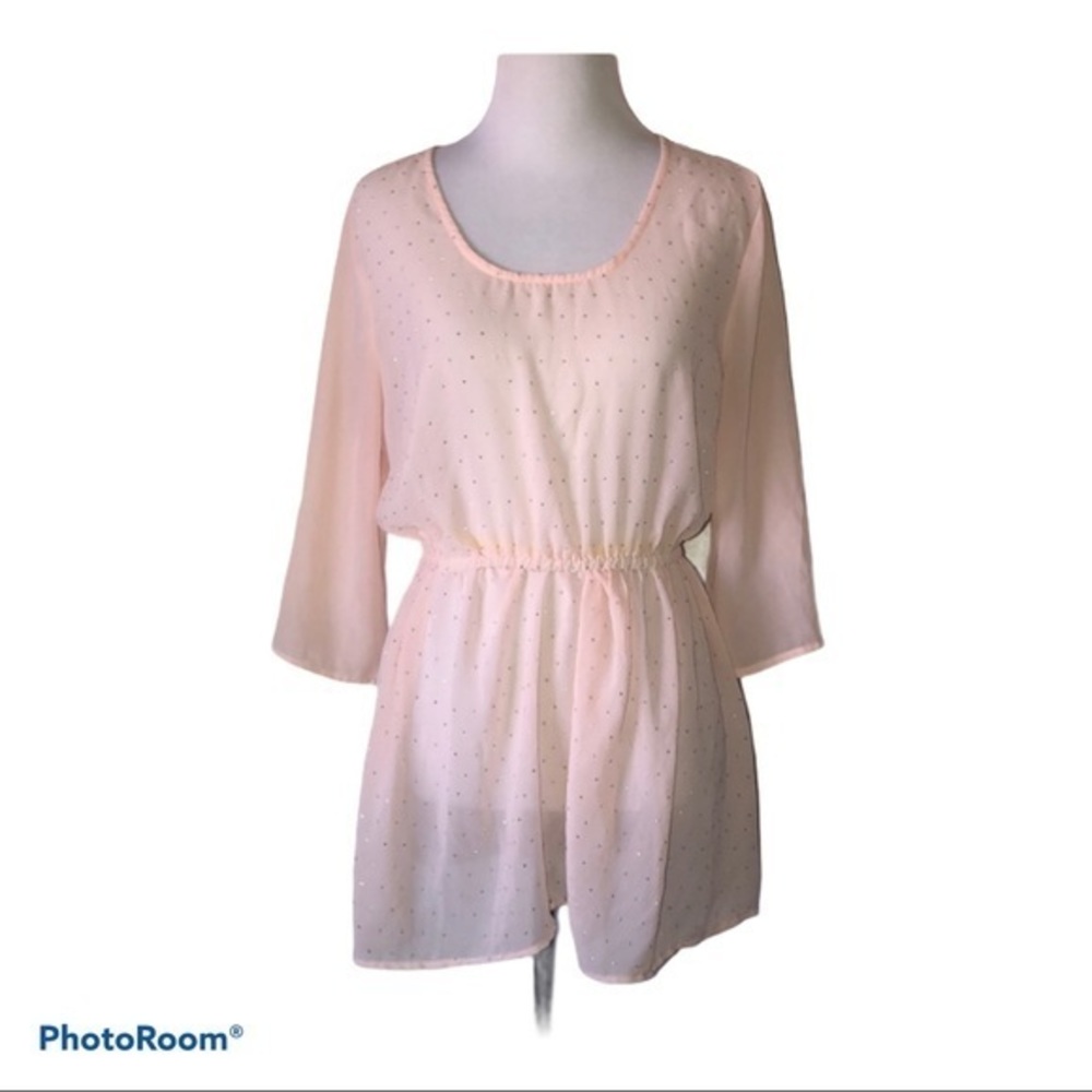 5/$30 🎈 Rue21 small studded pink sheer blouse